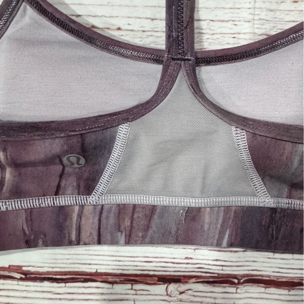 Lululemon Flow Y Bra IV  in Mini Hazy Horizon Storm Mauve Bark Berry Sz 4